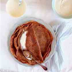 crepes with chestnut flour, cocoa and ches