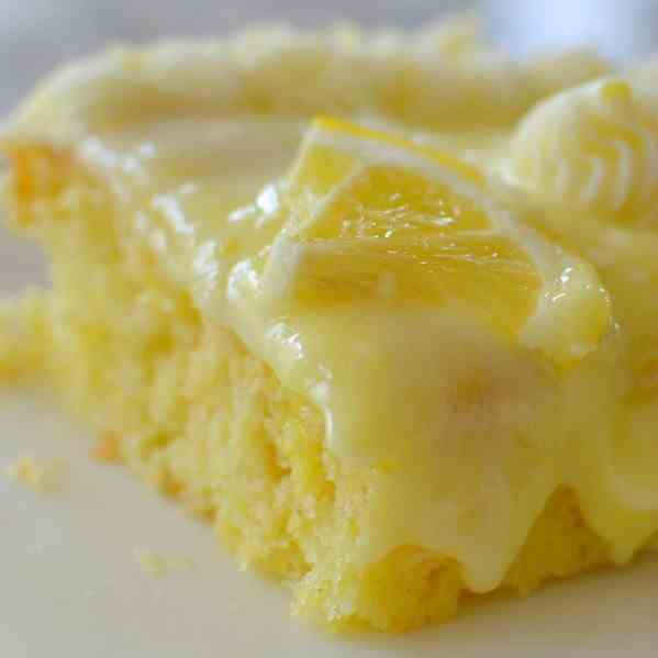 Lemon Pudding Poke Cake