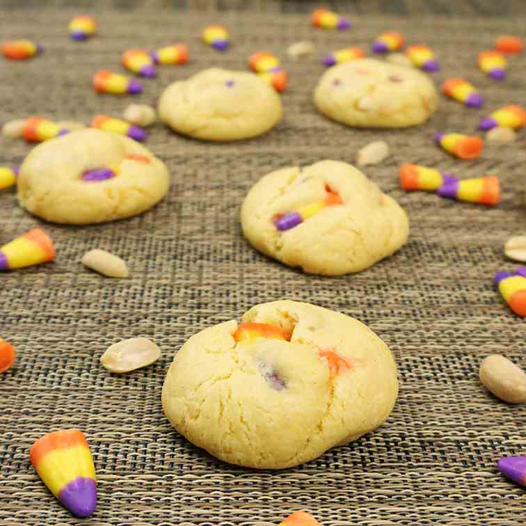 Candy corn peanut cake batter cookies