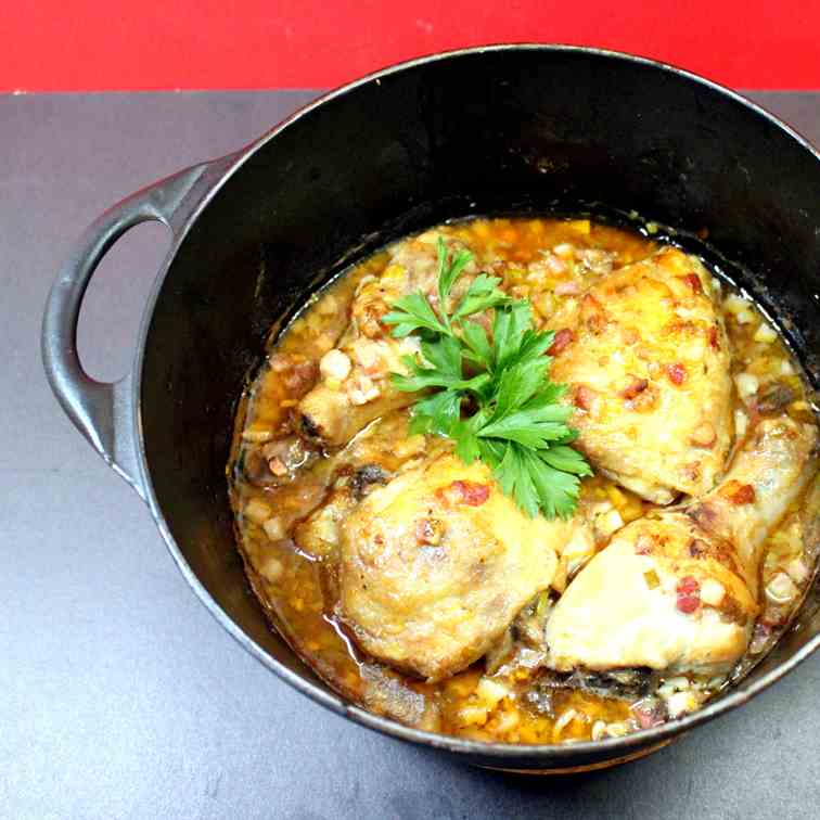 Chicken cooked in Bacon with Parmesan Vege