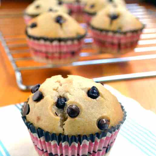 Eggless Banana Choco Chip Muffins