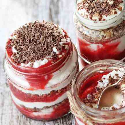 Roasted Raspberry Cheesecake Jars
