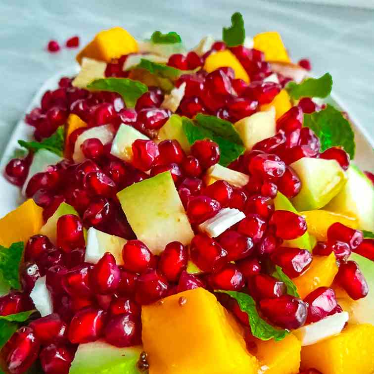pomegranate salad with mango, coconut and