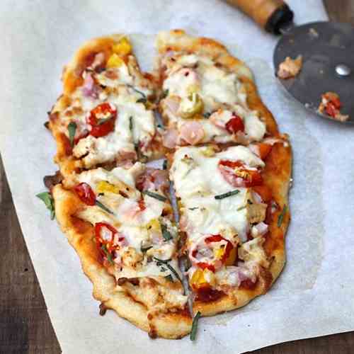 No Knead Buttermilk Chicken Pizza