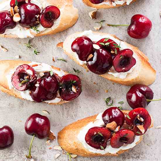 Cherry Goat Cheese Crostini