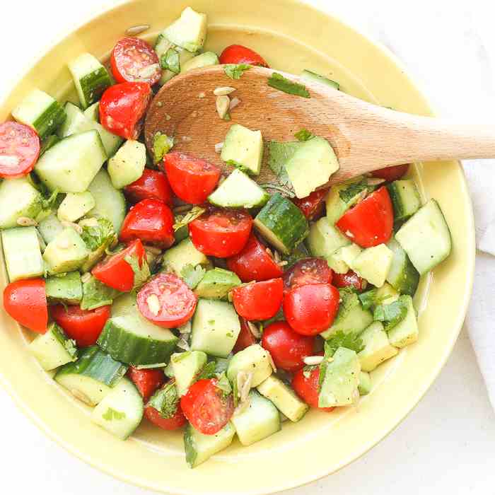 Simple Tomato Cucumber and Avocado Salad