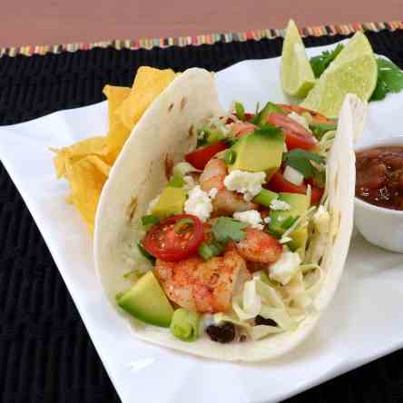 Shrimp Soft Tacos with Creamy Adobo Sauce