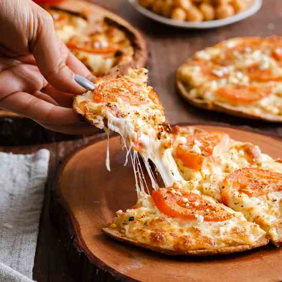 Mediterranean Hummus Flatbread Pizza