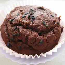 Cocoa-banana muffins w/ black sesame seeds