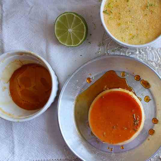 Lime and coconut flan