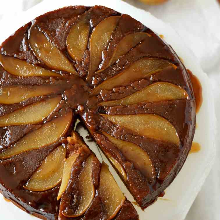 Upside Down Pear Gingerbread Cake