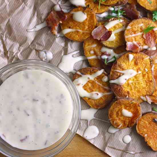 Oven Fried Sweet Potatoes w Bacon Mayo