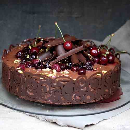 Dark Chocolate Cherry Mousse Cake