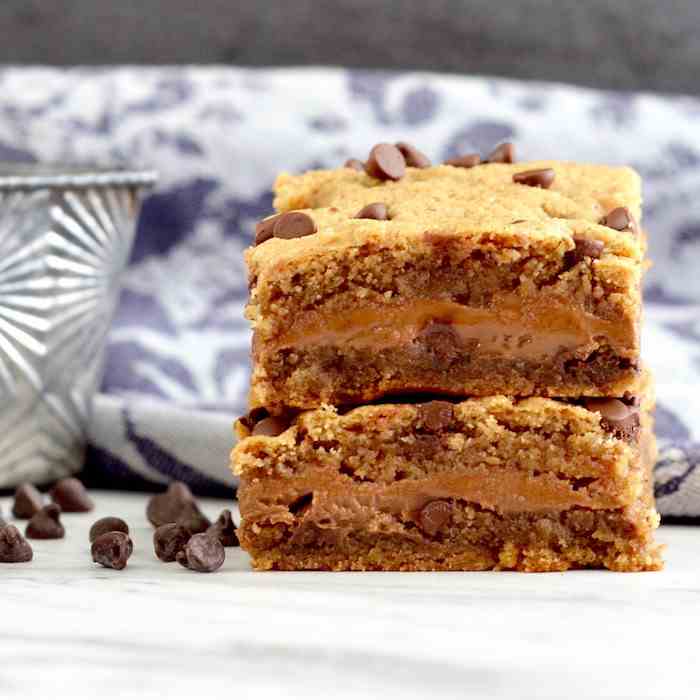 Chocolate Stuffed Paleo Blondies