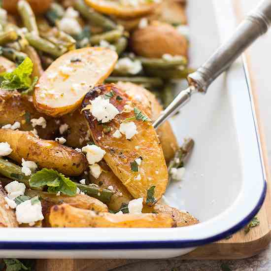 Greek Roasted Potatoes and Greek Beans