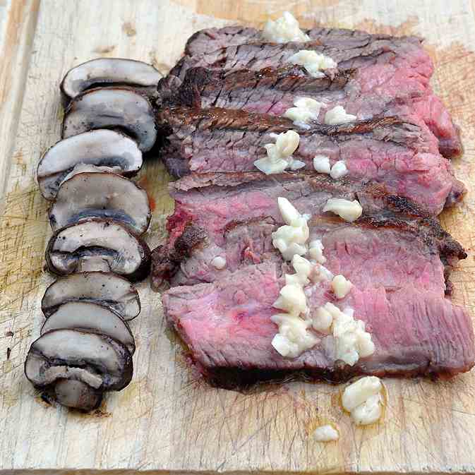 Marinated Flank Steak & Baby Bellas