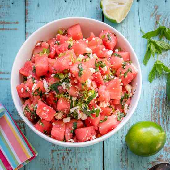 Watermelon Salad with Mint and Jalapeno