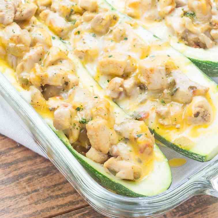 Zucchini Taco Boats with Chicken