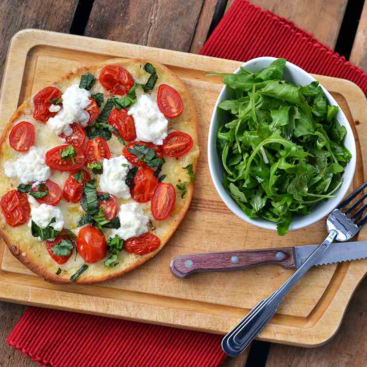 Cherry Tomato, Basil & Ricotta Naan Pizza