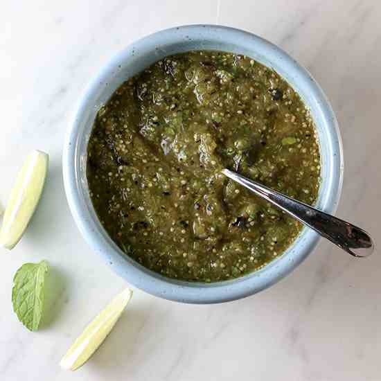 2-Ingredient Minted Tomatillo Salsa