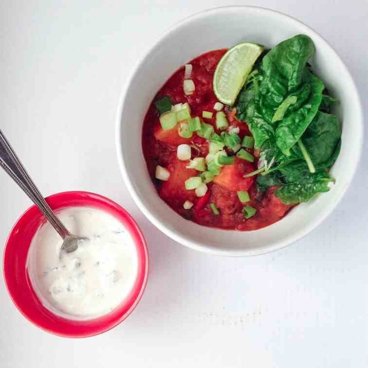 Chorizo Chilli With Lime-Coriander Yoghurt