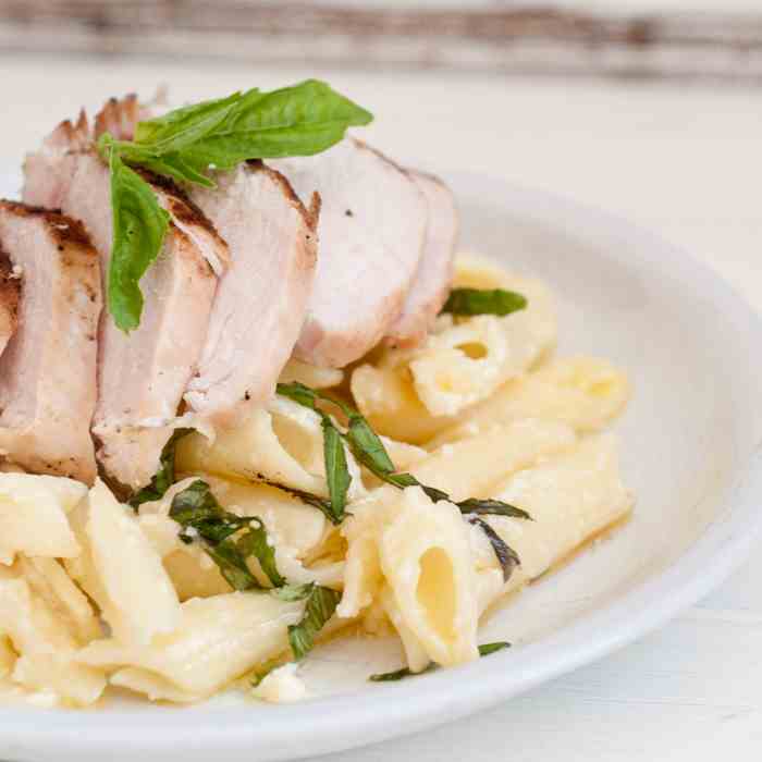 Grilled Chicken with Basil Lemon Pasta