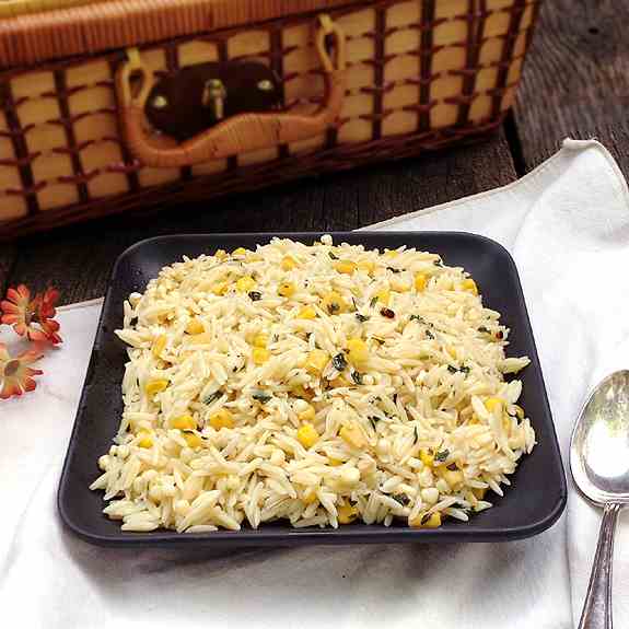 Grilled Corn and Orzo Salad