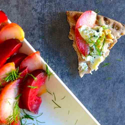 Plums, Blue Cheese, and Rye Appetizer