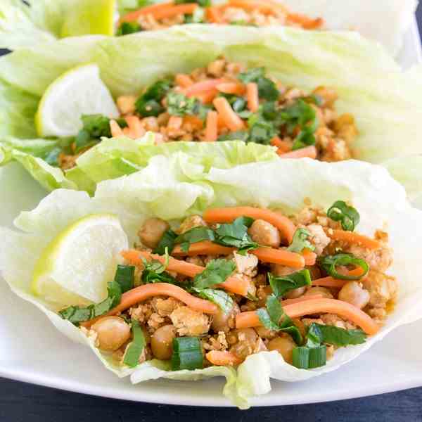 Tofu Chickpeas Lettuce Wraps