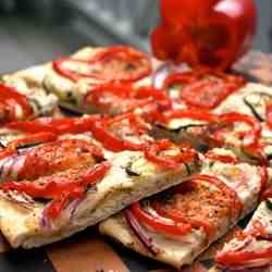 Roasted Veggie and Goat Cheese Flat Bread