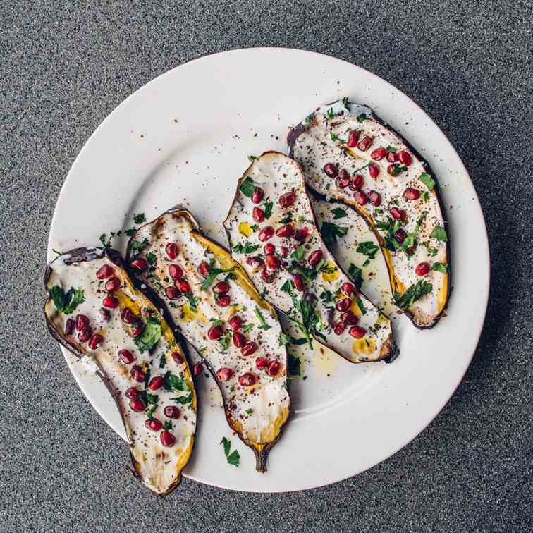 Baked Eggplant, Pomegranate - Yoghurt