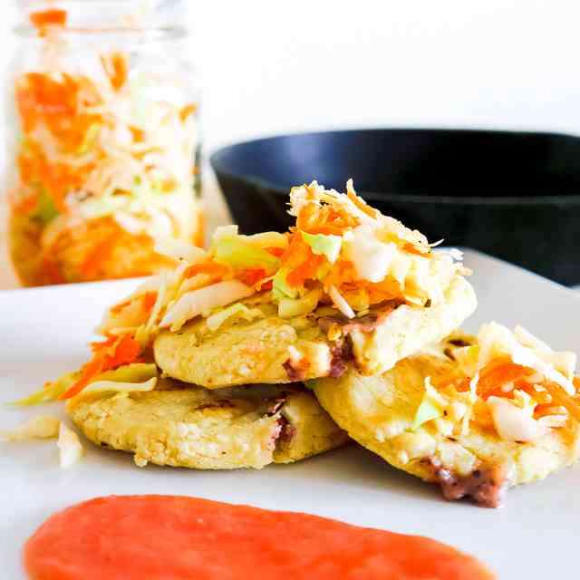 Pupusas with Curtido and Salsa Roja