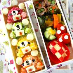 Colorful teddy bear macaron rice