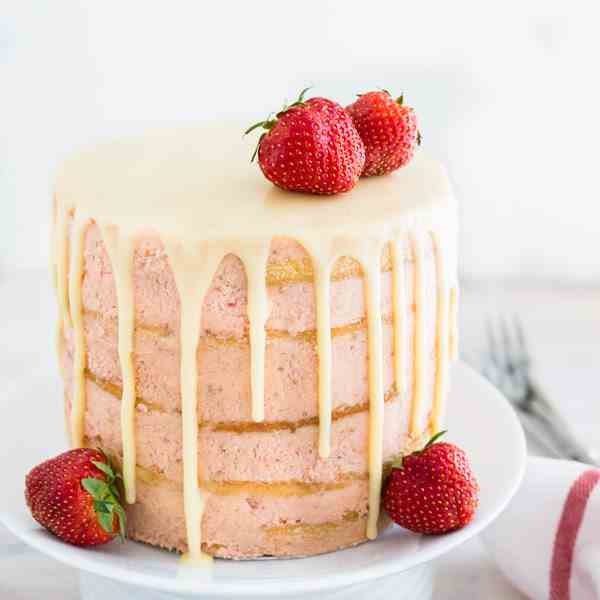 Naked Strawberry Layer Cake