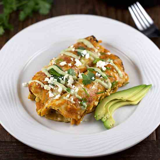 Chicken Enchiladas with Pumpkin Sauce