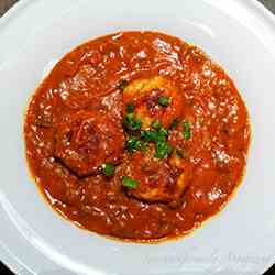 Chicken Meatballs with Meat Sauce