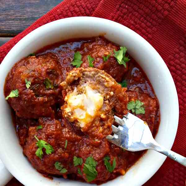 Gouda stuffed meatball sub