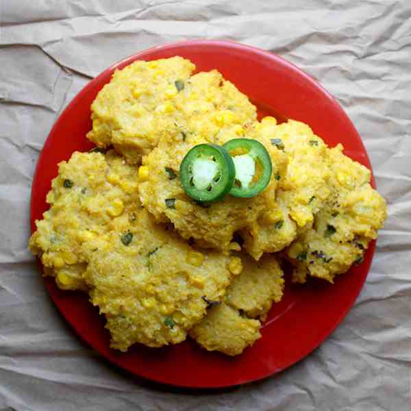 Baked Grit Cakes with Corn and Jalapenos