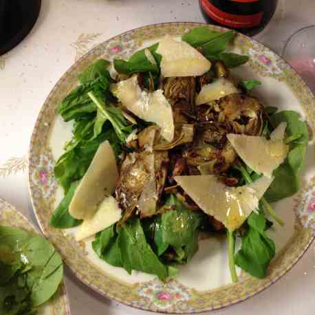 Sauteed Baby Artichokes and Arugula Salad