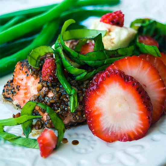 Strawberry Basil Balsamic Glazed Salmon