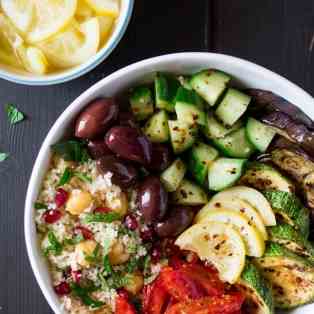 Moroccan salad bowl with preserved lemons