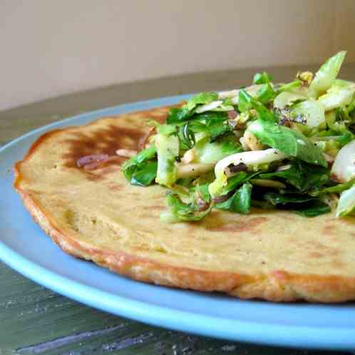 Chickpea Pancakes & Brussels Sprout Salad