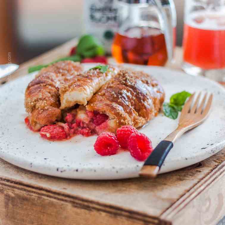 Raspberries Stuffed Croissant French Toast