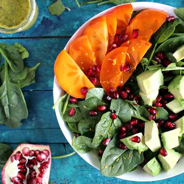 Persimmon Avocado Pomegranate Salad