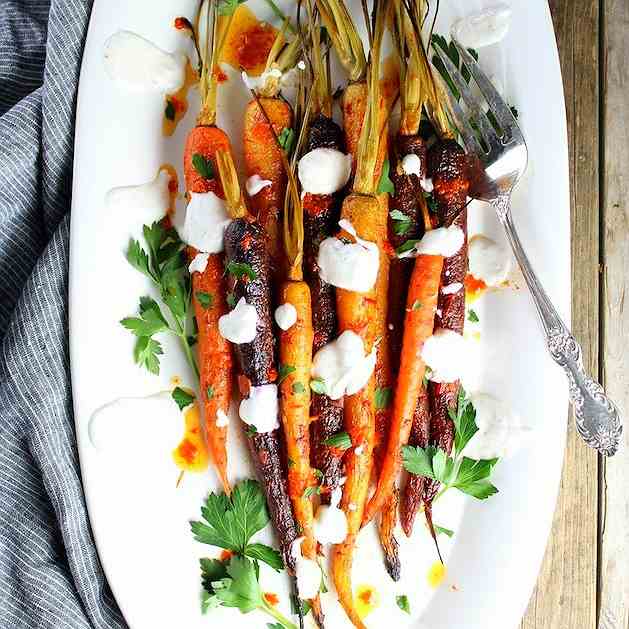 Honey Harissa Rainbow Carrots 