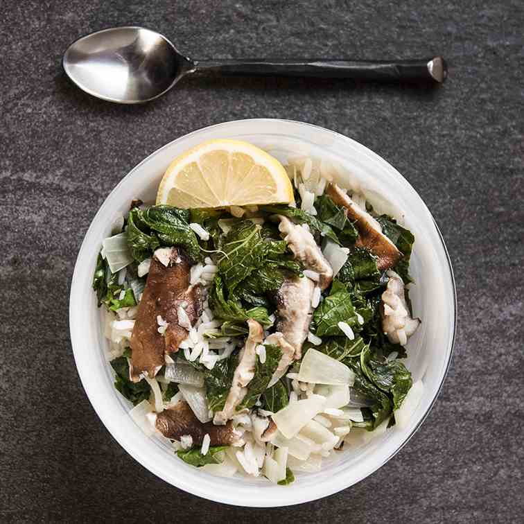 Brothy Turnip Greens with Shiitake