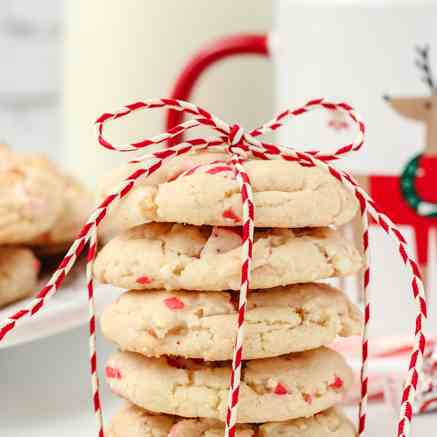 White Chocolate Peppermint Kiss Cookies