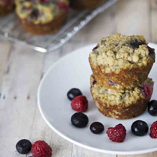 Gluten Free Mixed Berry Chia Muffins