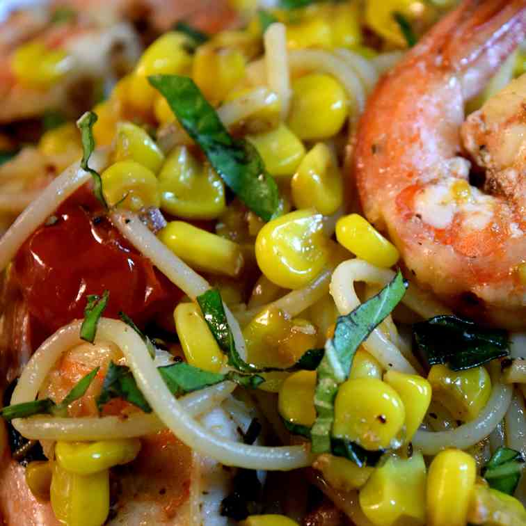 Shrimp Sweet Corn - Tomato Pasta