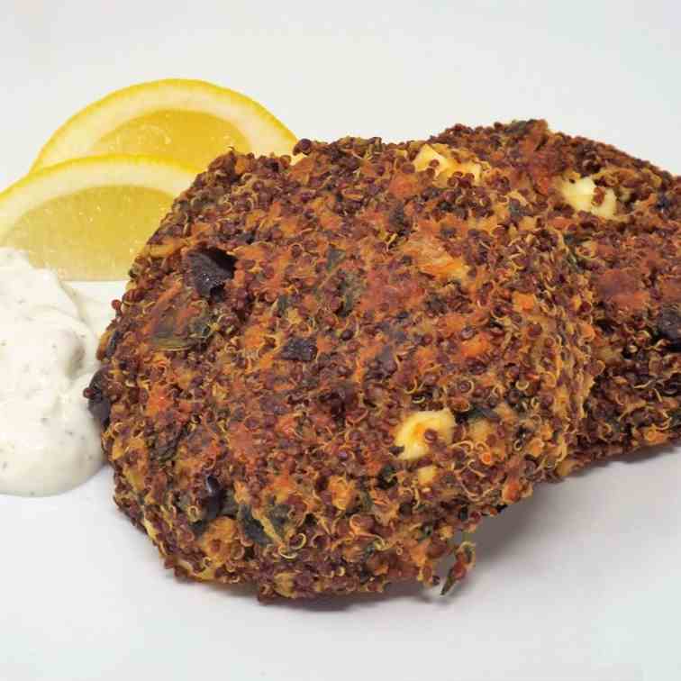 Greek Quinoa Cakes with Tzatziki